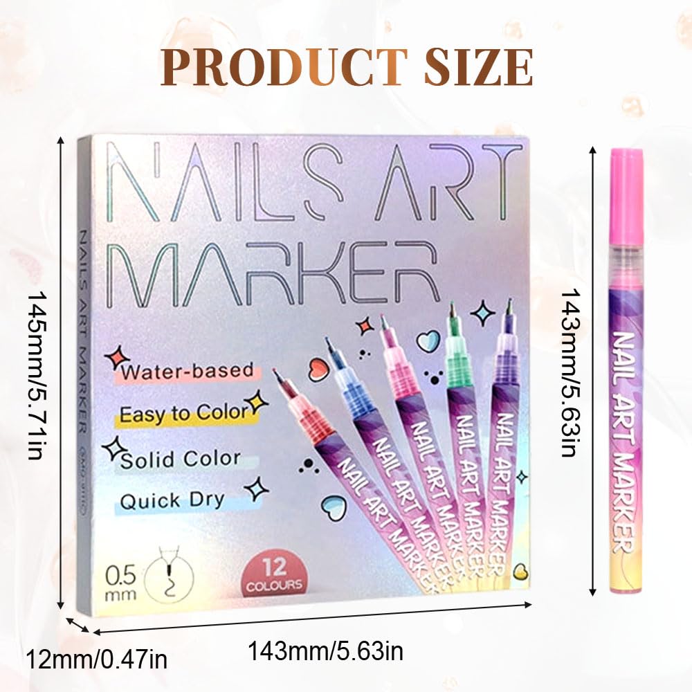 Vibrant Nail Art Pen Set 12 Colors