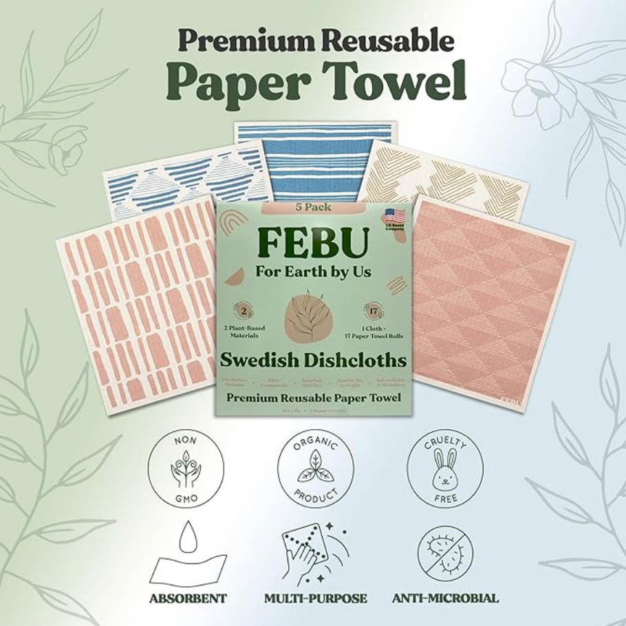Eco-Friendly Swedish Dishcloths 5 Pack