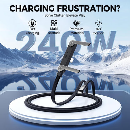 240W Ultra-Fast Charging Cable with Built-In Phone Stand-Type C for Iphone And Samsung