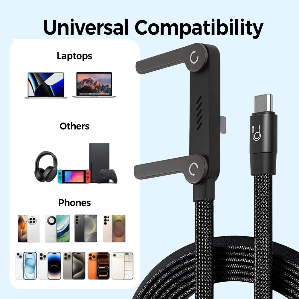 240W Ultra-Fast Charging Cable with Built-In Phone Stand-Type C for Iphone And Samsung