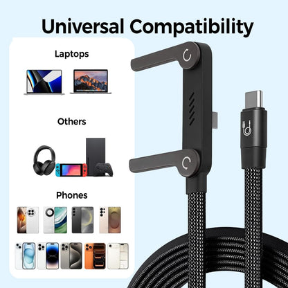 240W Ultra-Fast Charging Cable with Built-In Phone Stand-Type C for Iphone And Samsung