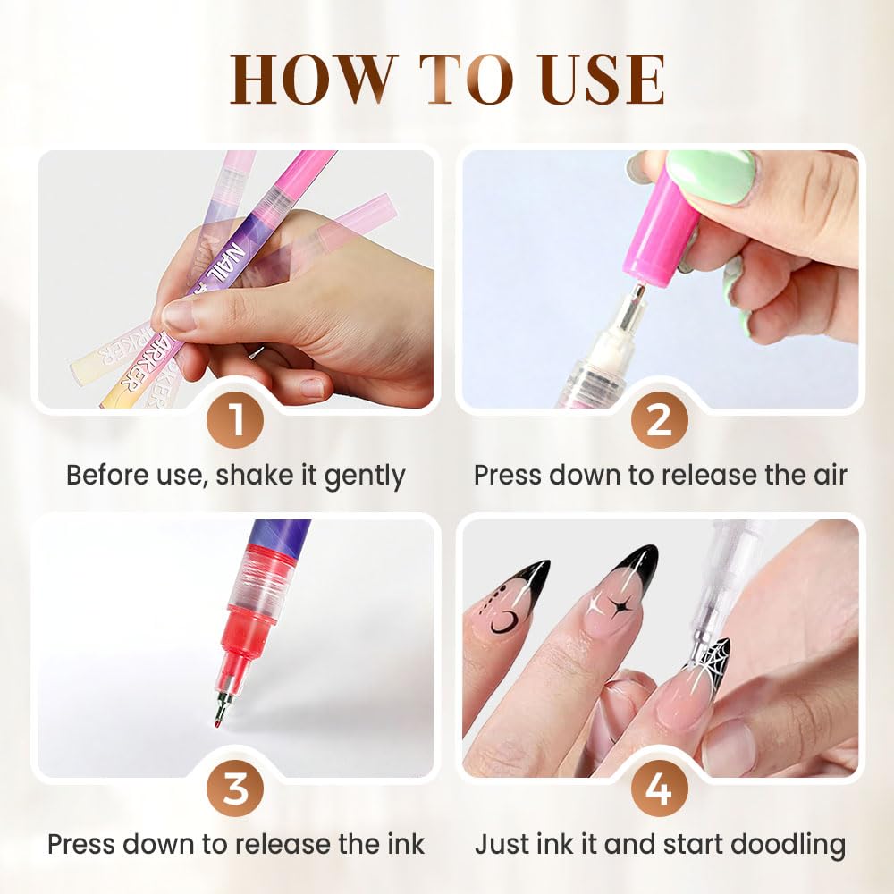 Vibrant Nail Art Pen Set 12 Colors