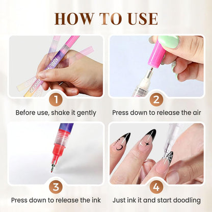 Vibrant Nail Art Pen Set 12 Colors