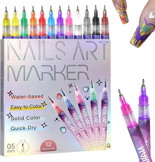 Vibrant Nail Art Pen Set 12 Colors
