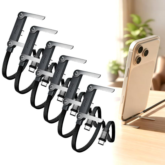 240W Ultra-Fast Charging Cable with Built-In Phone Stand-Type C for Iphone And Samsung