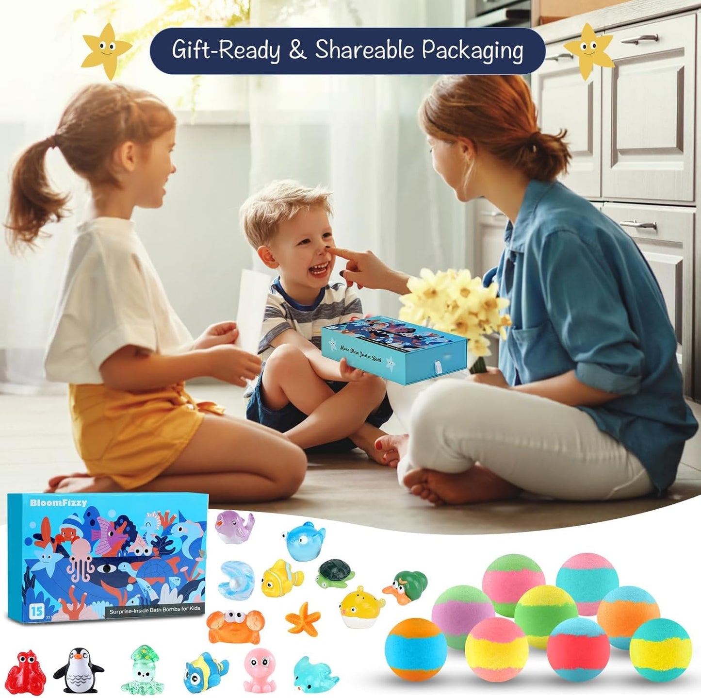 Cartliv™ Bath Bombs for Kids with Toys Inside (15 Pcs)