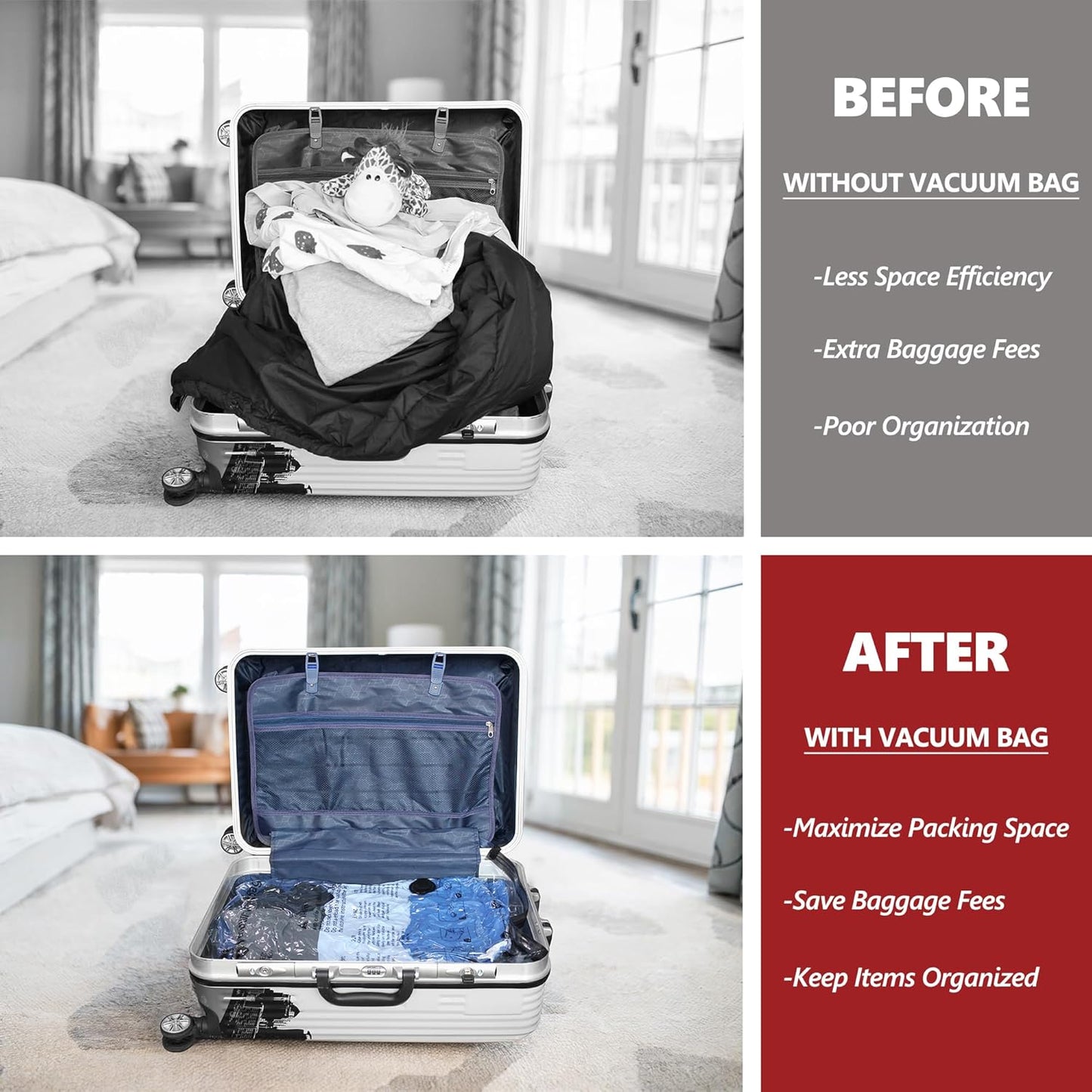 Travel Compression Vacuum Bags with Pump Combo