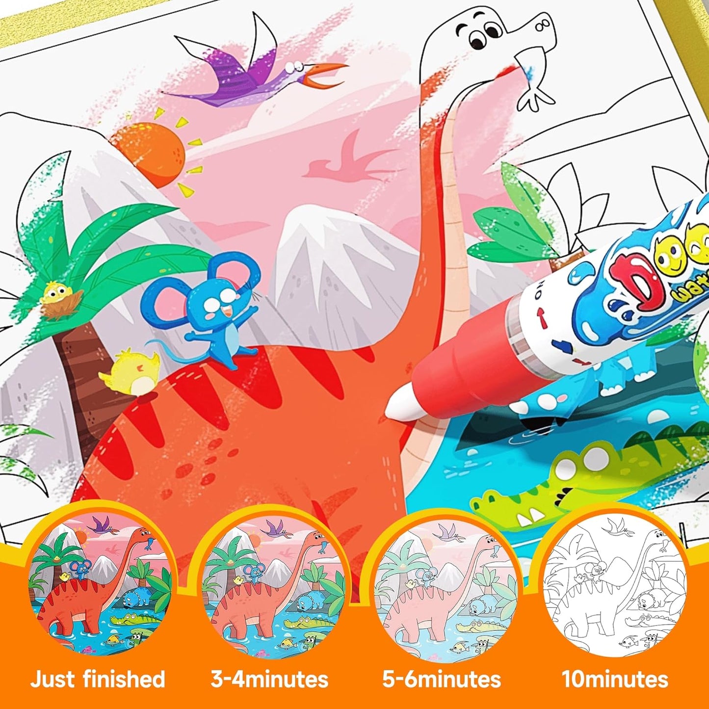 Magic Water Reveal Coloring Set -3 Book  Combo