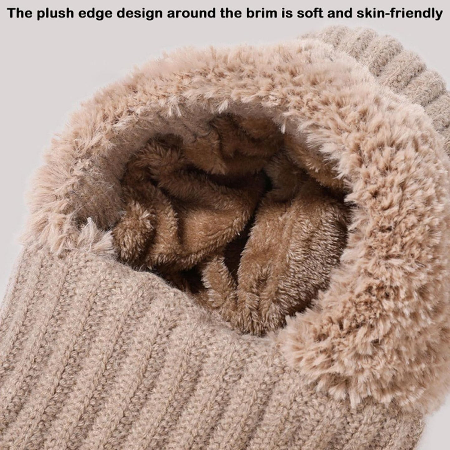 Women's Knitted Hat in Autumn and Winter, 3 in 1 Cold Resistant Hat, Wind-Resistant ScarfHat Face Mask Hooded Scarf