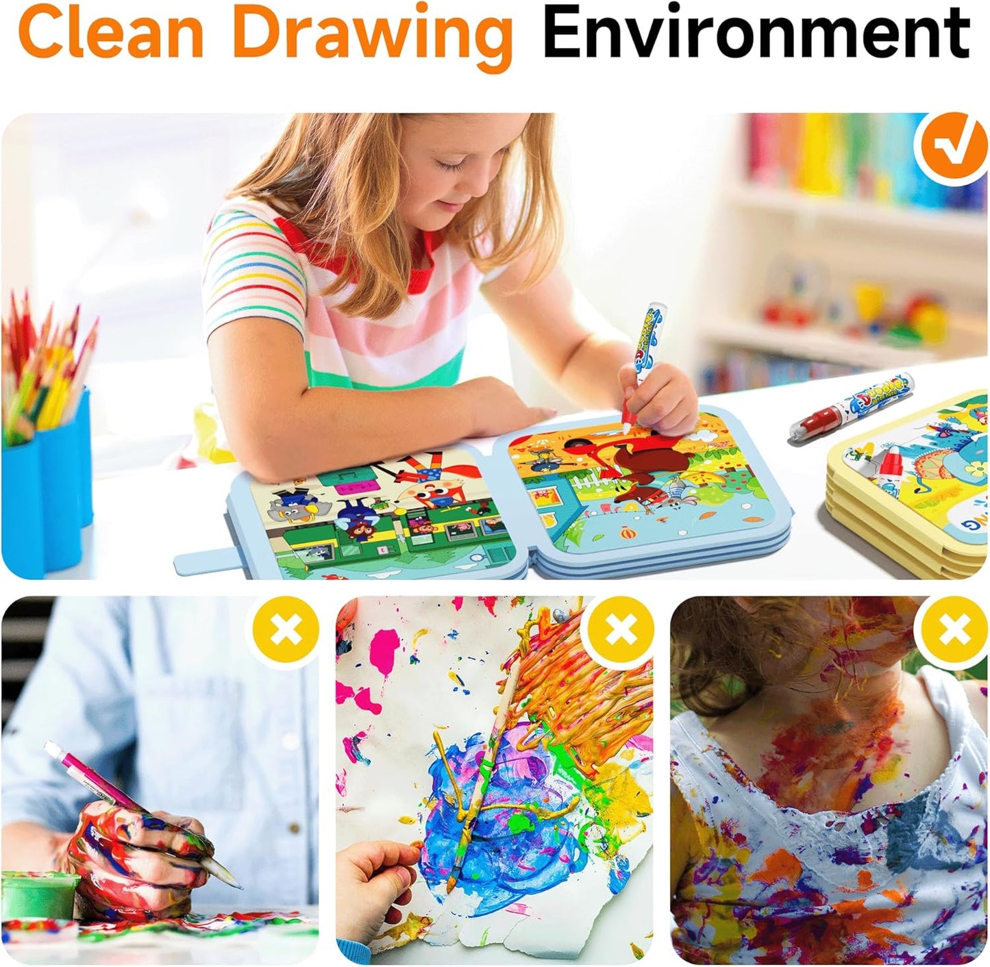 Magic Water Reveal Coloring Set -3 Book  Combo