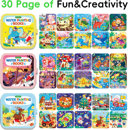 Magic Water Reveal Coloring Set -3 Book  Combo