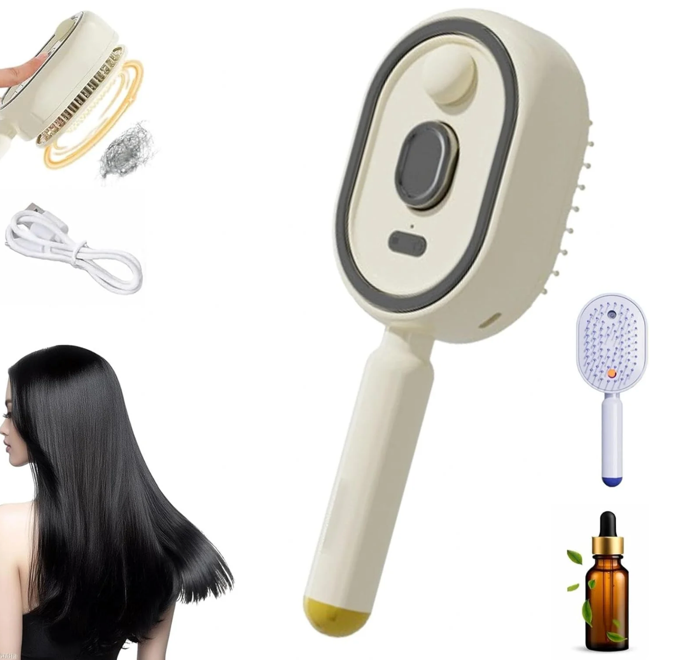 Cartliv™ Rechargeable Hair Straightener Brush with Detangling Comb
