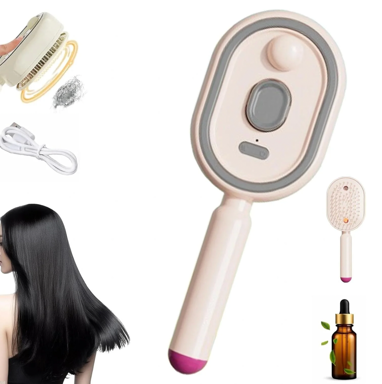 Cartliv™ Rechargeable Hair Straightener Brush with Detangling Comb