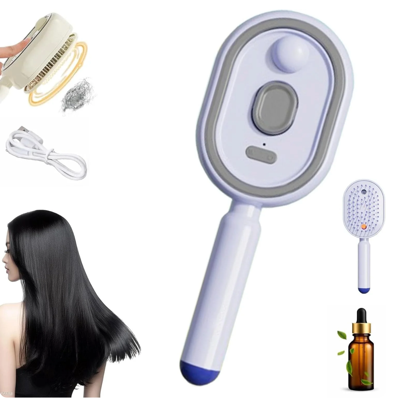 Cartliv™ Rechargeable Hair Straightener Brush with Detangling Comb